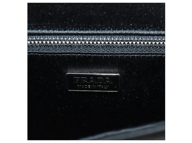 PRADA Borsa a Spalla con Catena e Paillettes in Pelle Nera Argento Auth 165358 Nero - vista 21