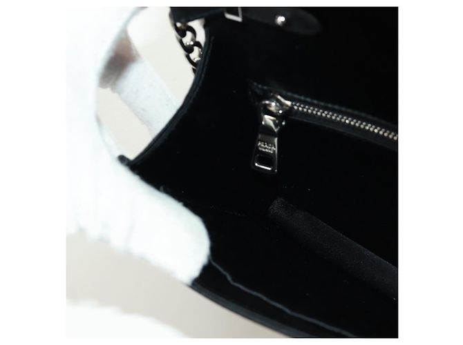 PRADA Borsa a Spalla con Catena e Paillettes in Pelle Nera Argento Auth 165358 Nero - vista 23