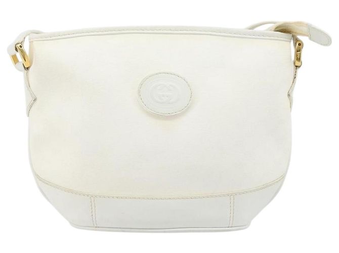 Gucci Borsa a Spalla Micro GG Supreme PVC Bianco Oro Auth ep13326 D'oro - vista 13