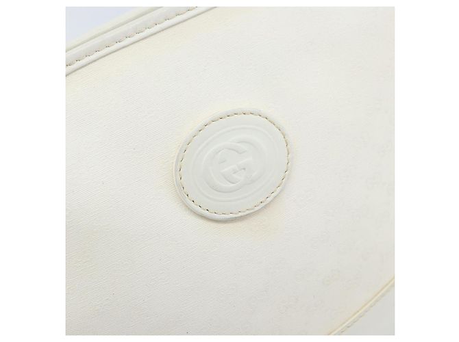 Gucci Borsa a Spalla Micro GG Supreme PVC Bianco Oro Auth ep13326 D'oro - vista 17