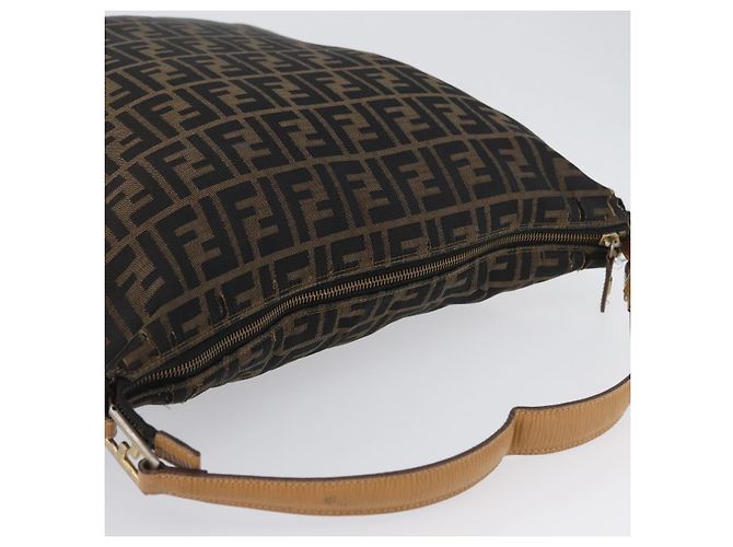 Borsa a Spalla in Tela Zucca FENDI Nera Marrone Auth 170743 Nero - vista 14