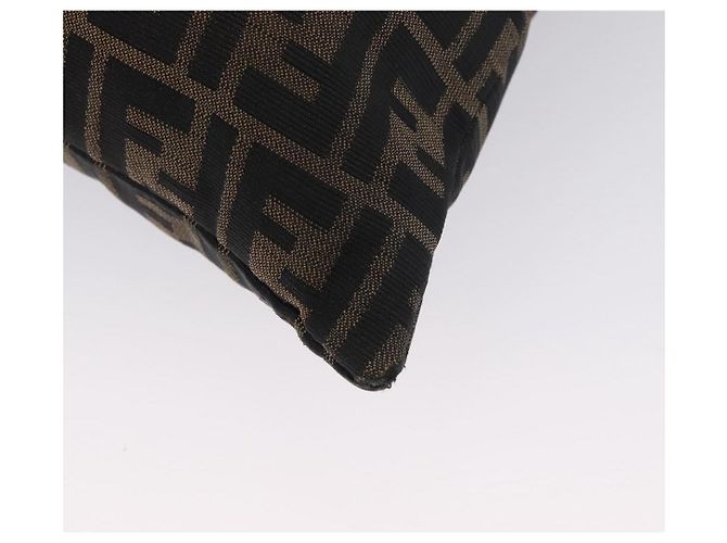 Borsa a Spalla in Tela Zucca FENDI Nera Marrone Auth 170743 Nero - vista 19