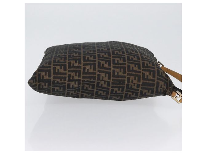 Borsa a Spalla in Tela Zucca FENDI Nera Marrone Auth 170743 Nero - vista 3