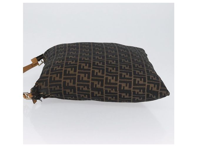 Borsa a Spalla in Tela Zucca FENDI Nera Marrone Auth 170743 Nero - vista 4