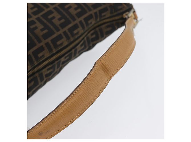 Borsa a Spalla in Tela Zucca FENDI Nera Marrone Auth 170743 Nero - vista 7