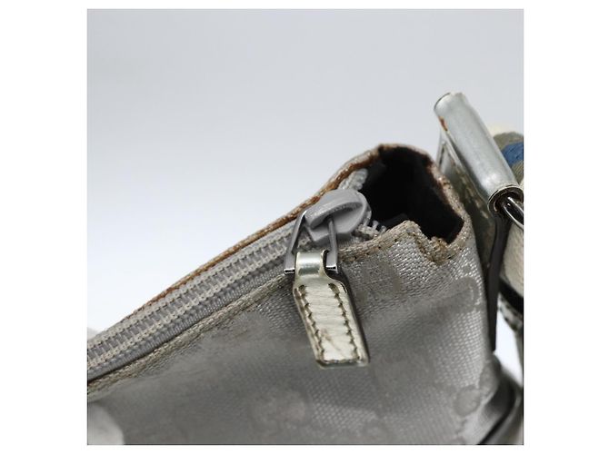 Borsa a Spalla GG Canvas Gucci Argento 147671 Auth ka2617 - vista 10