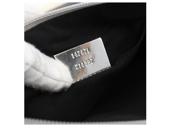 Borsa a Spalla GG Canvas Gucci Argento 147671 Auth ka2617 - vista 12