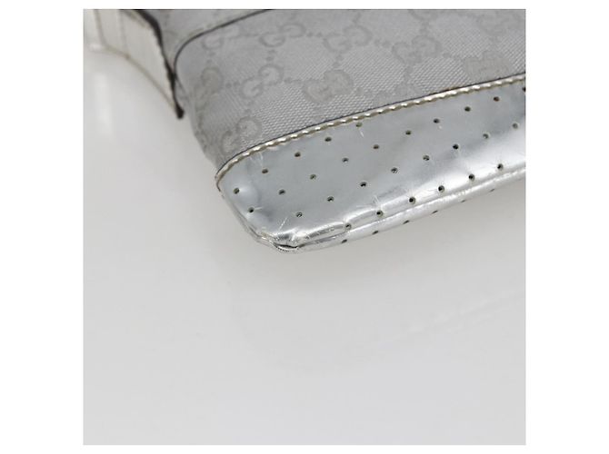 Borsa a Spalla GG Canvas Gucci Argento 147671 Auth ka2617 - vista 14