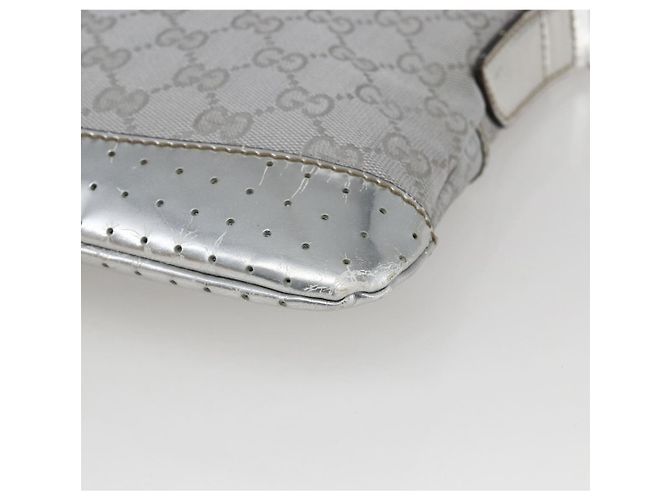 Borsa a Spalla GG Canvas Gucci Argento 147671 Auth ka2617 - vista 15