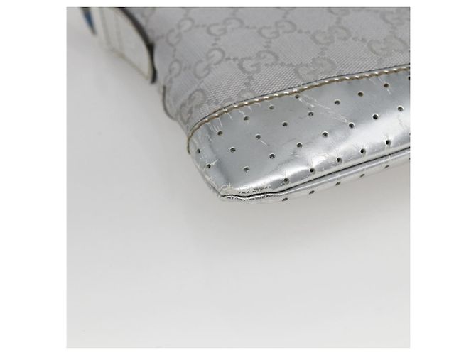 Borsa a Spalla GG Canvas Gucci Argento 147671 Auth ka2617 - vista 16