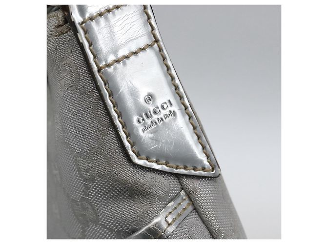 Borsa a Spalla GG Canvas Gucci Argento 147671 Auth ka2617 - vista 17