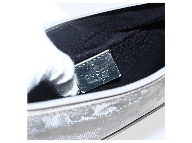 Borsa a Spalla GG Canvas Gucci Argento 147671 Auth ka2617 - vista 18
