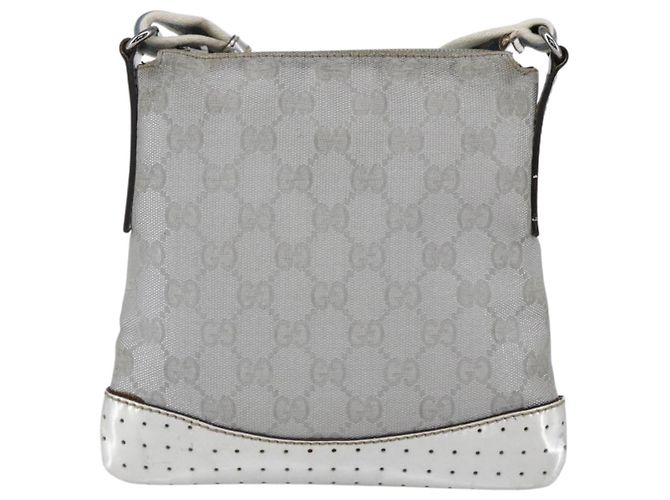 Borsa a Spalla GG Canvas Gucci Argento 147671 Auth ka2617 - vista 2