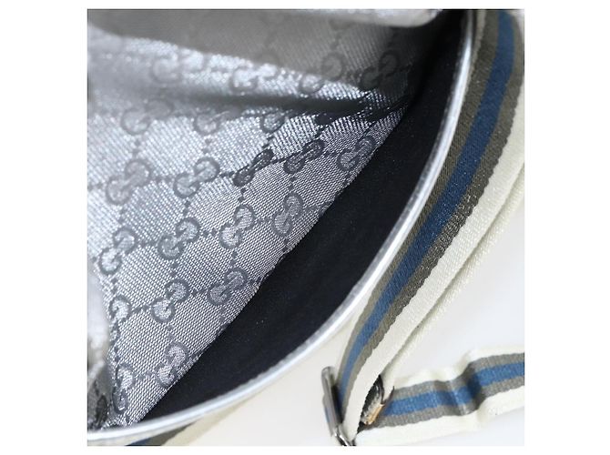 Borsa a Spalla GG Canvas Gucci Argento 147671 Auth ka2617 - vista 22