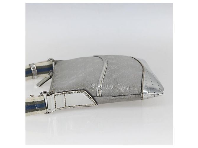 Borsa a Spalla GG Canvas Gucci Argento 147671 Auth ka2617 - vista 3