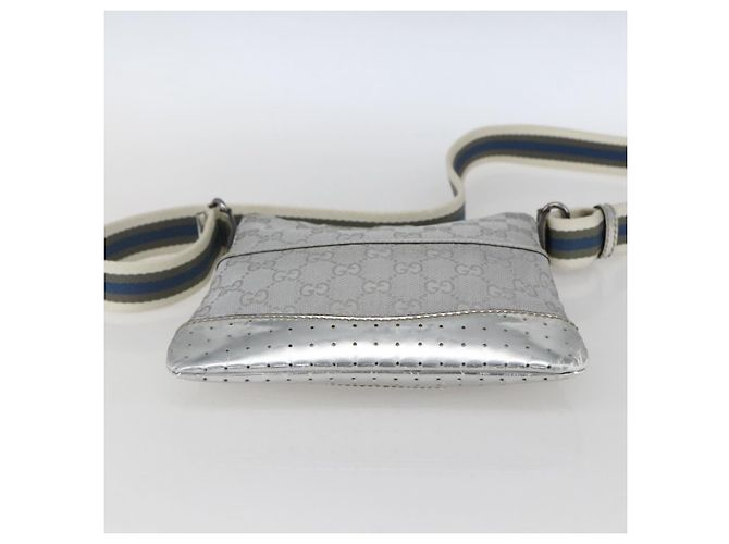 Borsa a Spalla GG Canvas Gucci Argento 147671 Auth ka2617 - vista 5