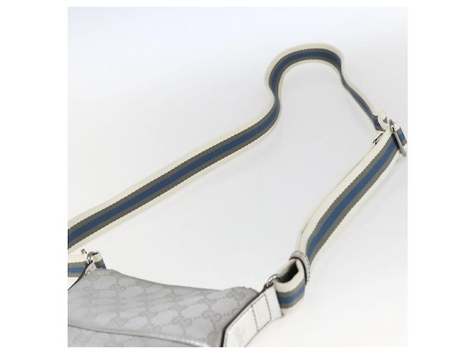 Borsa a Spalla GG Canvas Gucci Argento 147671 Auth ka2617 - vista 8