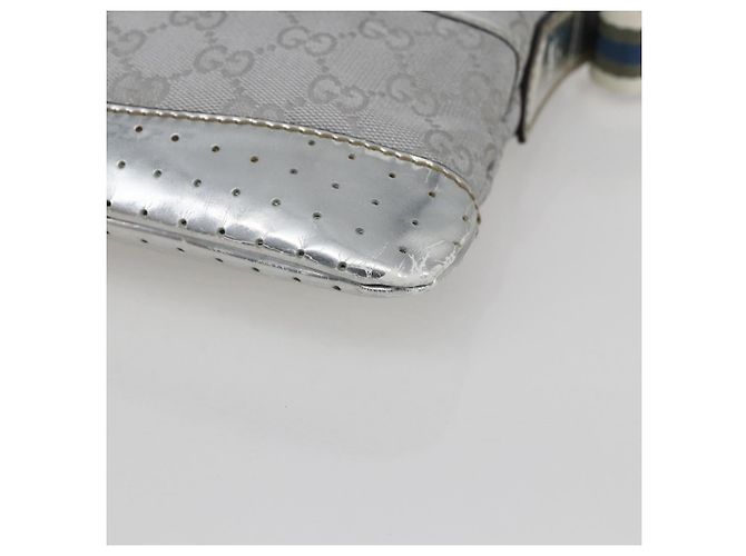 Borsa a Spalla GG Canvas Gucci Argento 147671 Auth ka2617 - vista 9