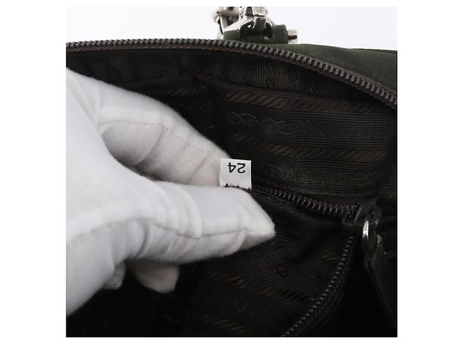 PRADA Borsa a Mano Nylon 2way Kaki Argento Auth bs33285 Cachi - vista 12