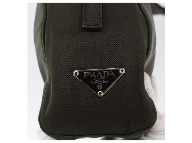PRADA Borsa a Mano Nylon 2way Kaki Argento Auth bs33285 Cachi - vista 19