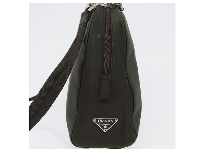 PRADA Borsa a Mano Nylon 2way Kaki Argento Auth bs33285 Cachi - vista 4