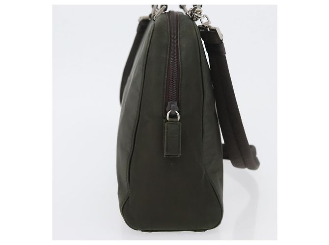 PRADA Borsa a Mano Nylon 2way Kaki Argento Auth bs33285 Cachi - vista 5