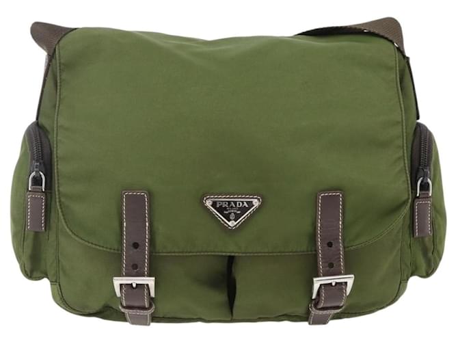 Borsa a Spalla PRADA Nylon Argento Khaki Auth kk616 Cachi - vista 13