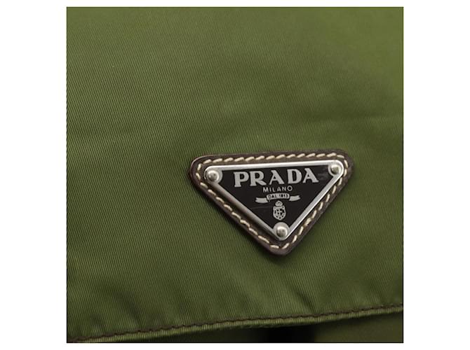 Borsa a Spalla PRADA Nylon Argento Khaki Auth kk616 Cachi - vista 18