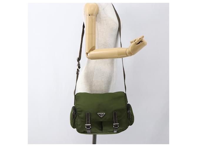 Borsa a Spalla PRADA Nylon Argento Khaki Auth kk616 Cachi - vista 26