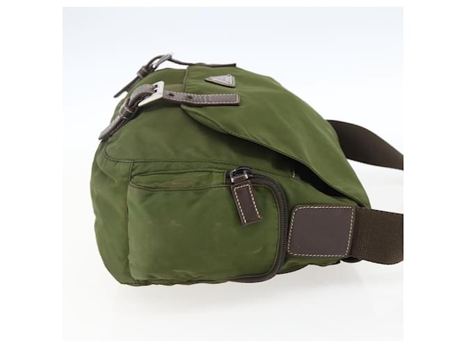 Borsa a Spalla PRADA Nylon Argento Khaki Auth kk616 Cachi - vista 3