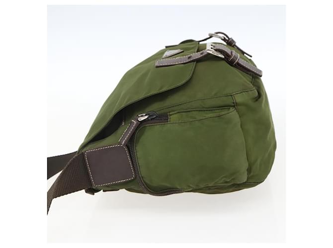 Borsa a Spalla PRADA Nylon Argento Khaki Auth kk616 Cachi - vista 4