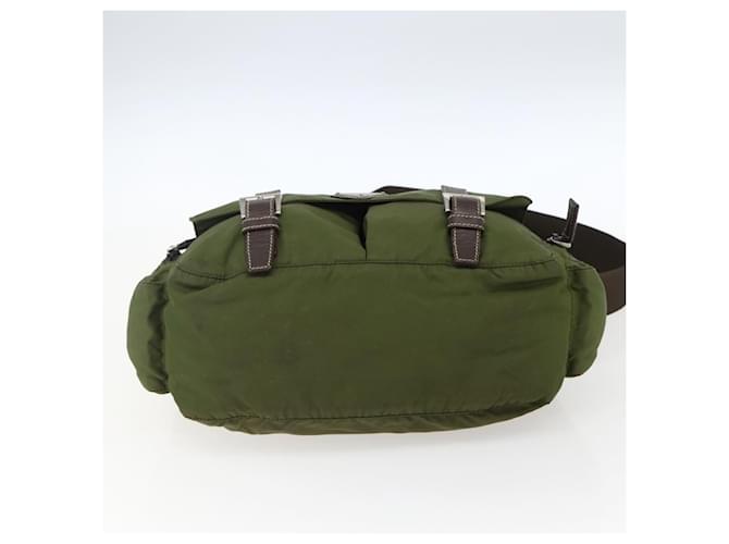 Borsa a Spalla PRADA Nylon Argento Khaki Auth kk616 Cachi - vista 5