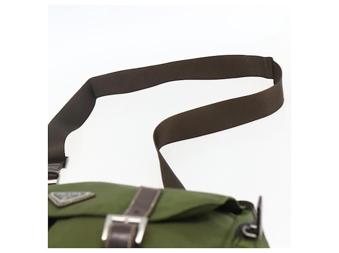Borsa a Spalla PRADA Nylon Argento Khaki Auth kk616 Cachi - vista 8