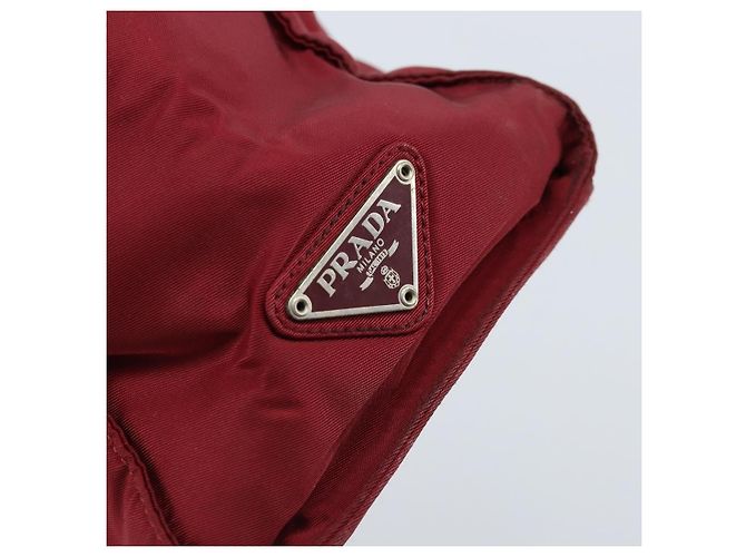 PRADA Borsa a mano in nylon rosso argento autentica 172162 - vista 10