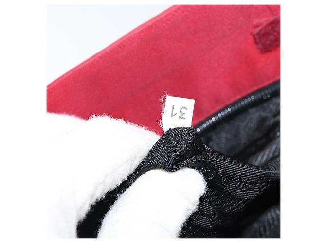 PRADA Borsa a mano in nylon rosso argento autentica 172162 - vista 12