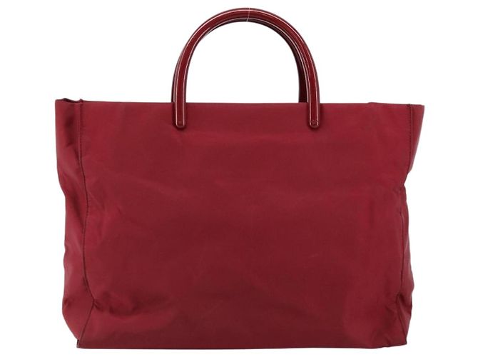 PRADA Borsa a mano in nylon rosso argento autentica 172162 - vista 13