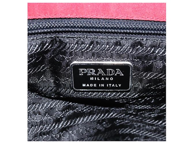 PRADA Borsa a mano in nylon rosso argento autentica 172162 - vista 17