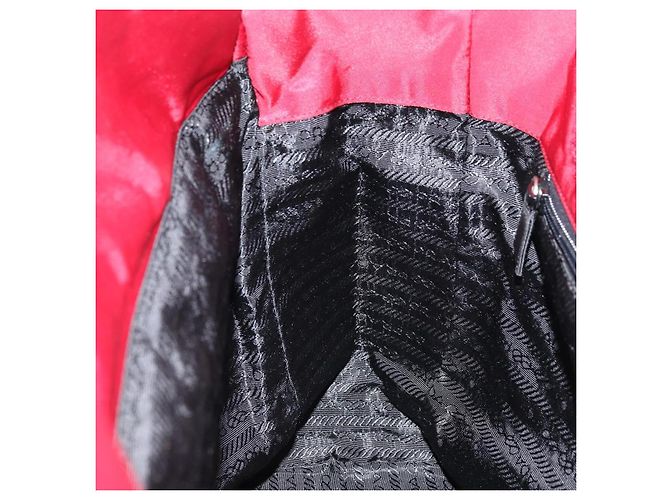 PRADA Borsa a mano in nylon rosso argento autentica 172162 - vista 19