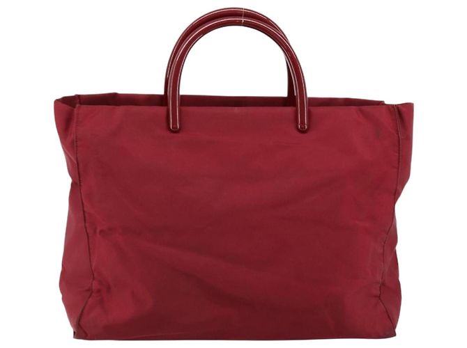PRADA Borsa a mano in nylon rosso argento autentica 172162 - vista 2