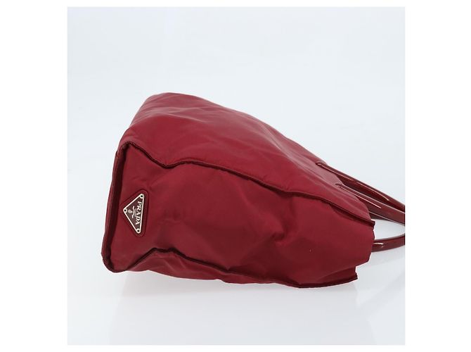 PRADA Borsa a mano in nylon rosso argento autentica 172162 - vista 3