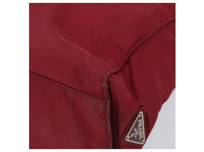 PRADA Borsa a mano in nylon rosso argento autentica 172162 - vista 9