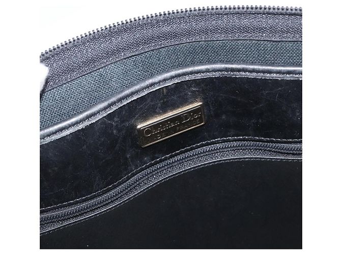 Borsa a spalla in tela a nido d'ape PVC nera e dorata Christian Dior Auth 173515 Nero D'oro - vista 11
