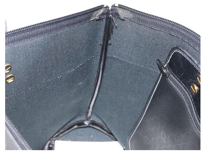 Borsa a spalla in tela a nido d'ape PVC nera e dorata Christian Dior Auth 173515 Nero D'oro - vista 20