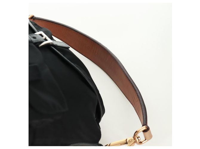 Borsa a Spalla PRADA Nylon Nero Oro Auth 165372V D'oro - vista 15