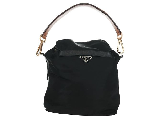 Borsa a Spalla PRADA Nylon Nero Oro Auth 165372V D'oro - vista 2