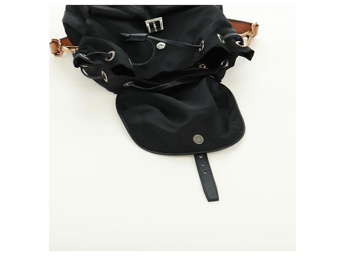 Borsa a Spalla PRADA Nylon Nero Oro Auth 165372V D'oro - vista 23