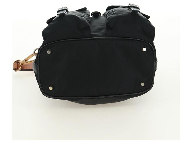 Borsa a Spalla PRADA Nylon Nero Oro Auth 165372V D'oro - vista 5
