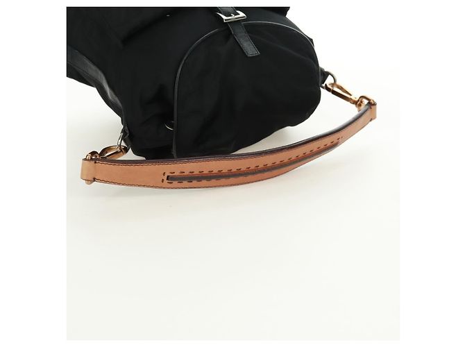 Borsa a Spalla PRADA Nylon Nero Oro Auth 165372V D'oro - vista 7
