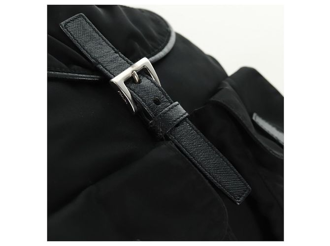Borsa a Spalla PRADA Nylon Nero Oro Auth 165372V D'oro - vista 9