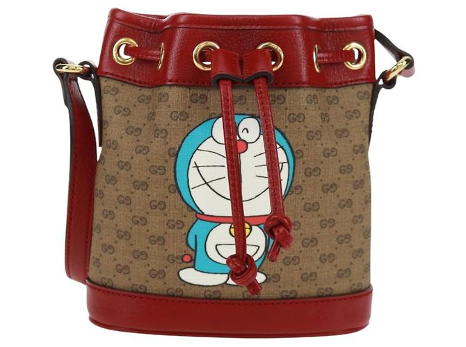 GUCCI GUCCI �~ Borsa Micro GG Supreme Doraemon PVC Beige Oro 647801 Auth 173166SAM D'oro - vista 13
